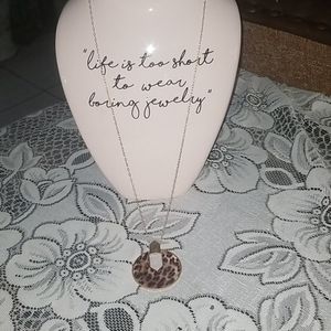 "3/$25: Leopard Print pendant necklace